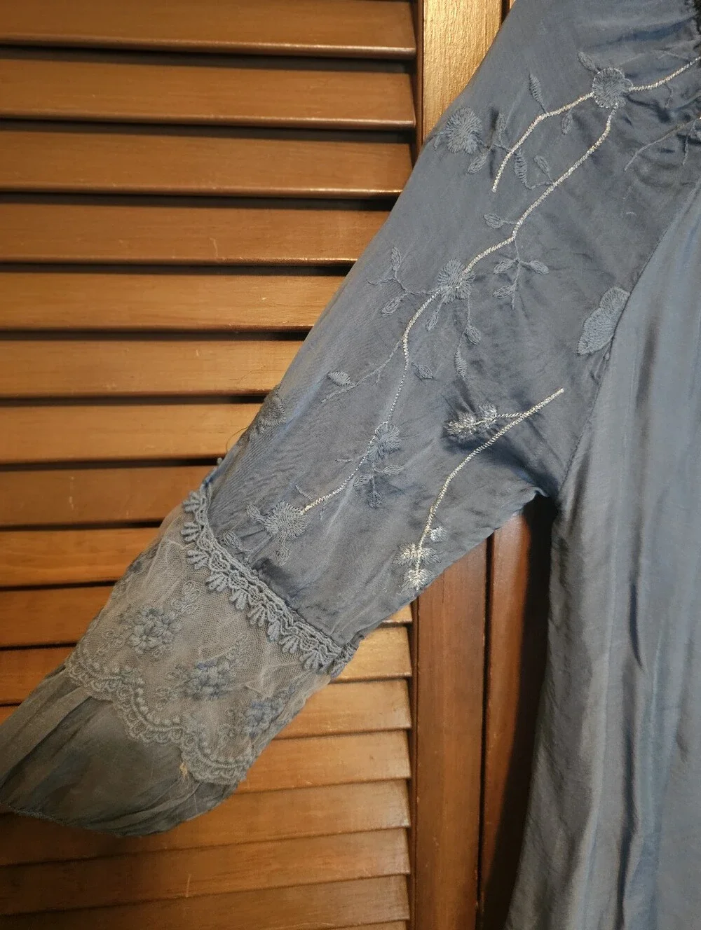 Tempo Paris Silk Blend Peasant Blouse — Size Medium